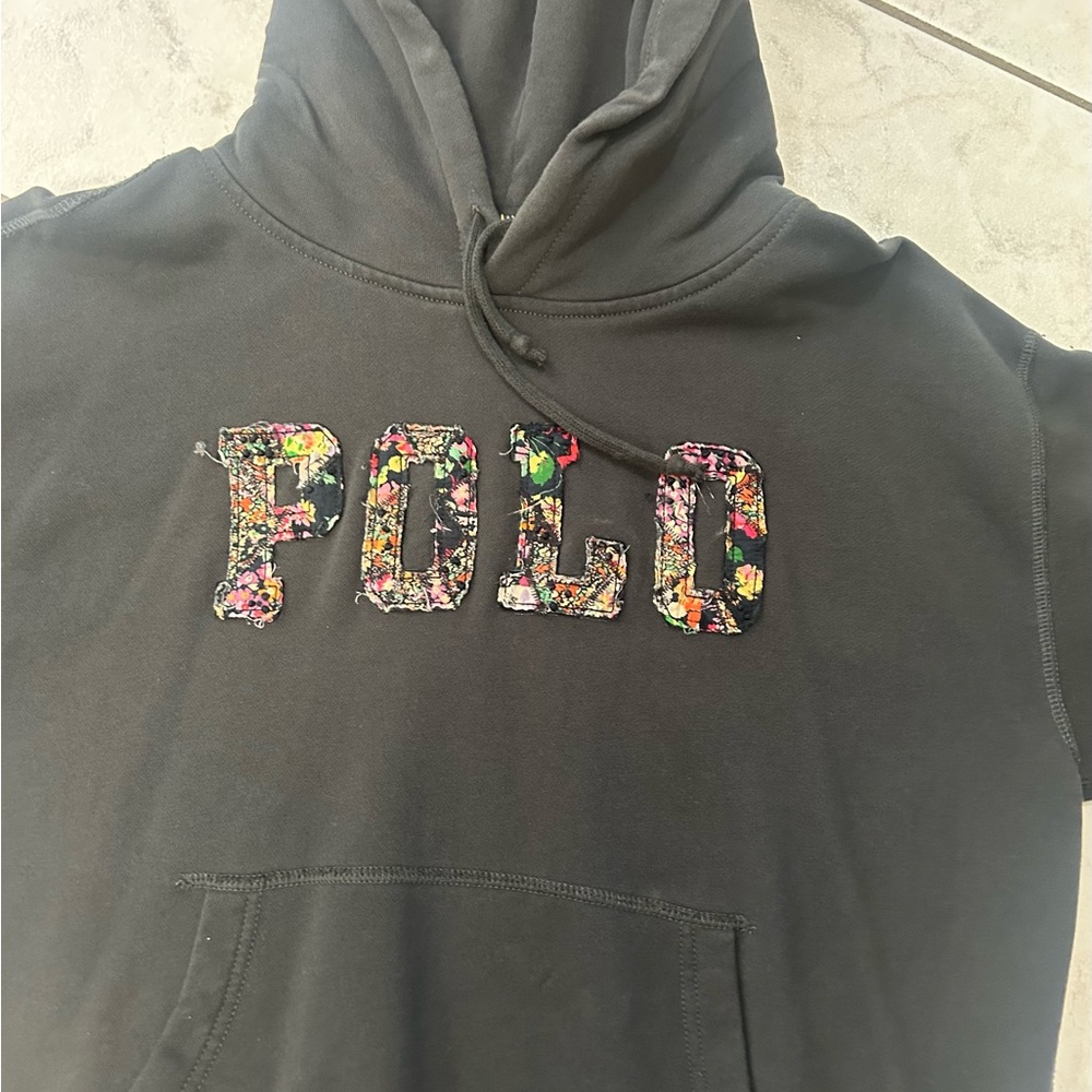 Ralph Lauren Black Hoodie with Floral Accents